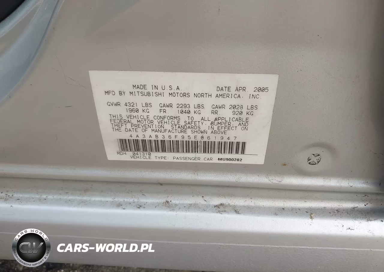 2005 Mitsubishi Galant Es-Se VIN:4A3AB36F95E061947 - 9