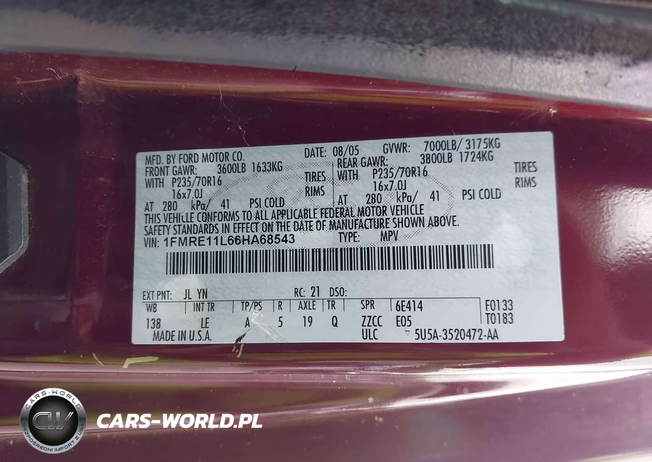 2006 Ford E-150 Xl-Xlt VIN:1FMRE11L66HA68543 - 9