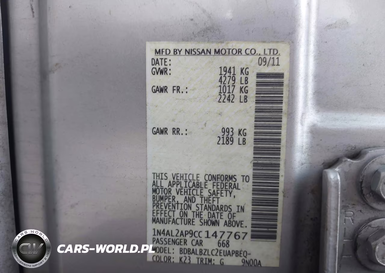 2012 Nissan Altima 2.5 S VIN:1N4AL2AP9CC147767 - 9