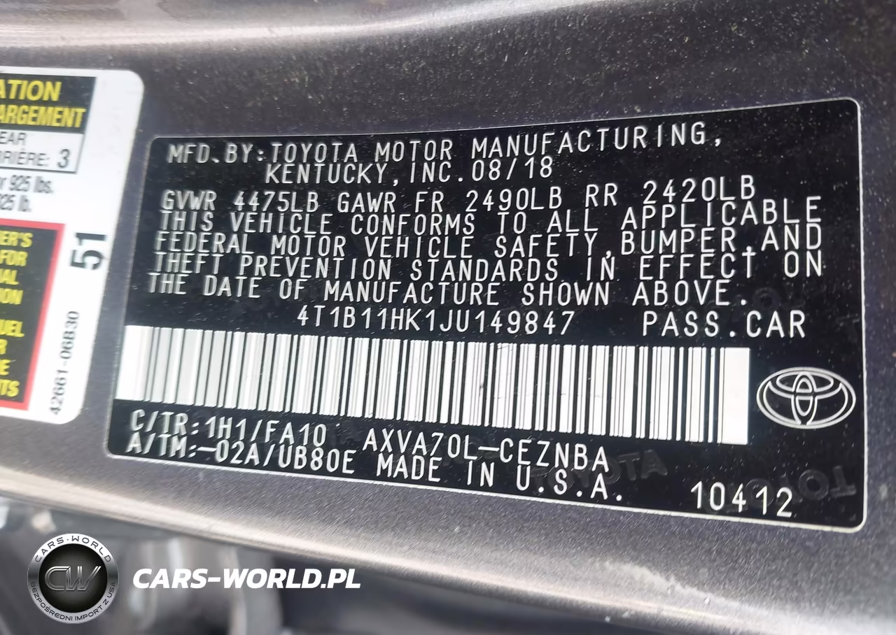 2018 Toyota Camry Le VIN:4T1B11HK1JU149847 - 9