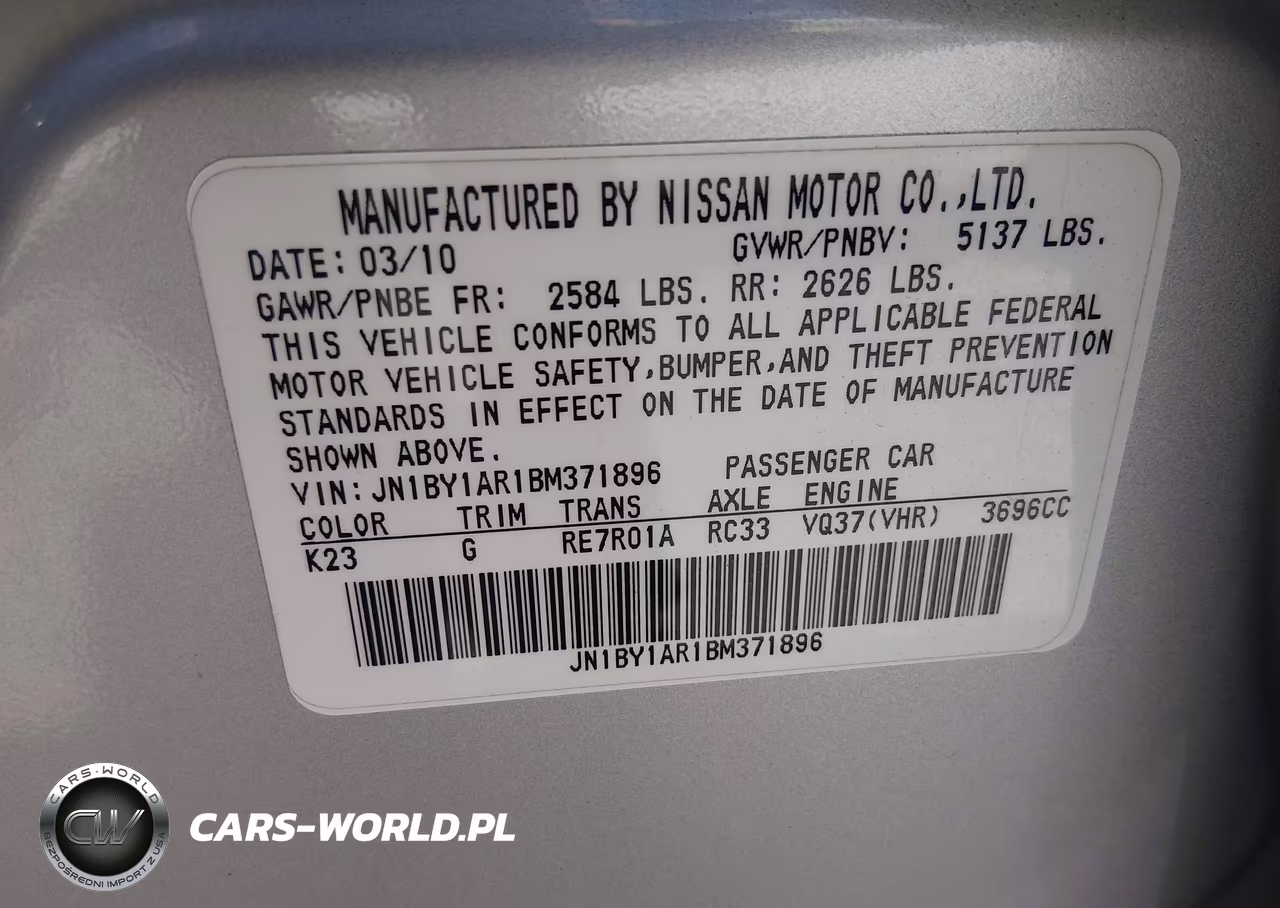 2011 Infiniti M37X VIN:JN1BY1AR1BM371896 - 9