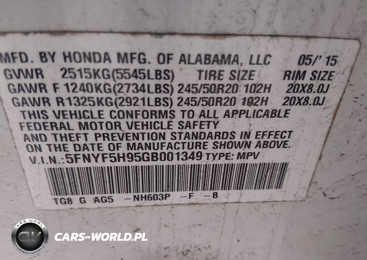 2016 Honda Pilot Touring VIN:5FNYF5H95GB001349 - 9