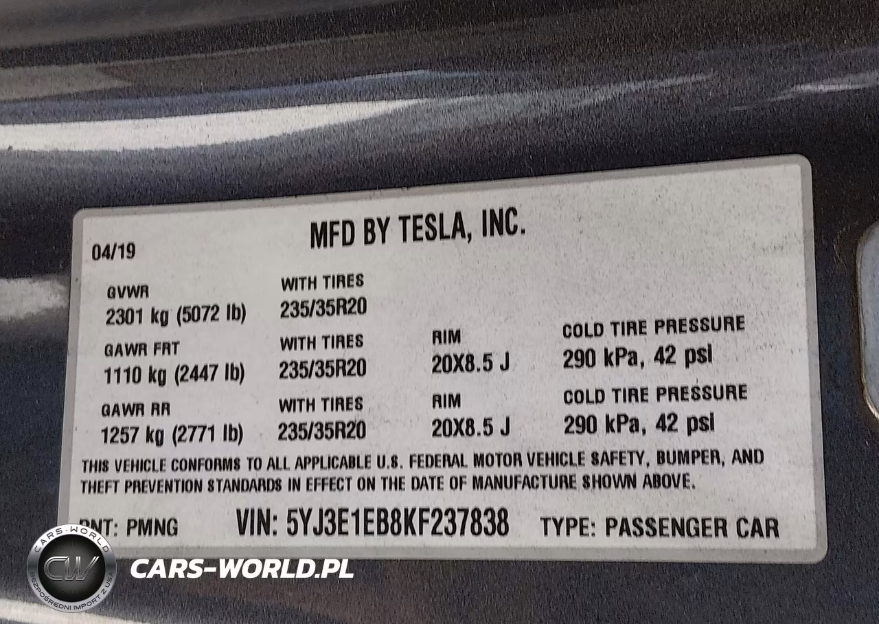 2019 Tesla Model 3 Long Range-Performance VIN:5YJ3E1EB8KF237838 - 9