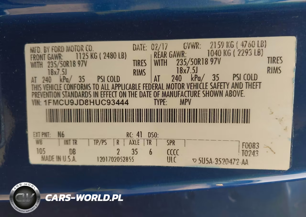 2017 Ford Escape Titanium VIN:1FMCU9JD8HUC93444 - 9