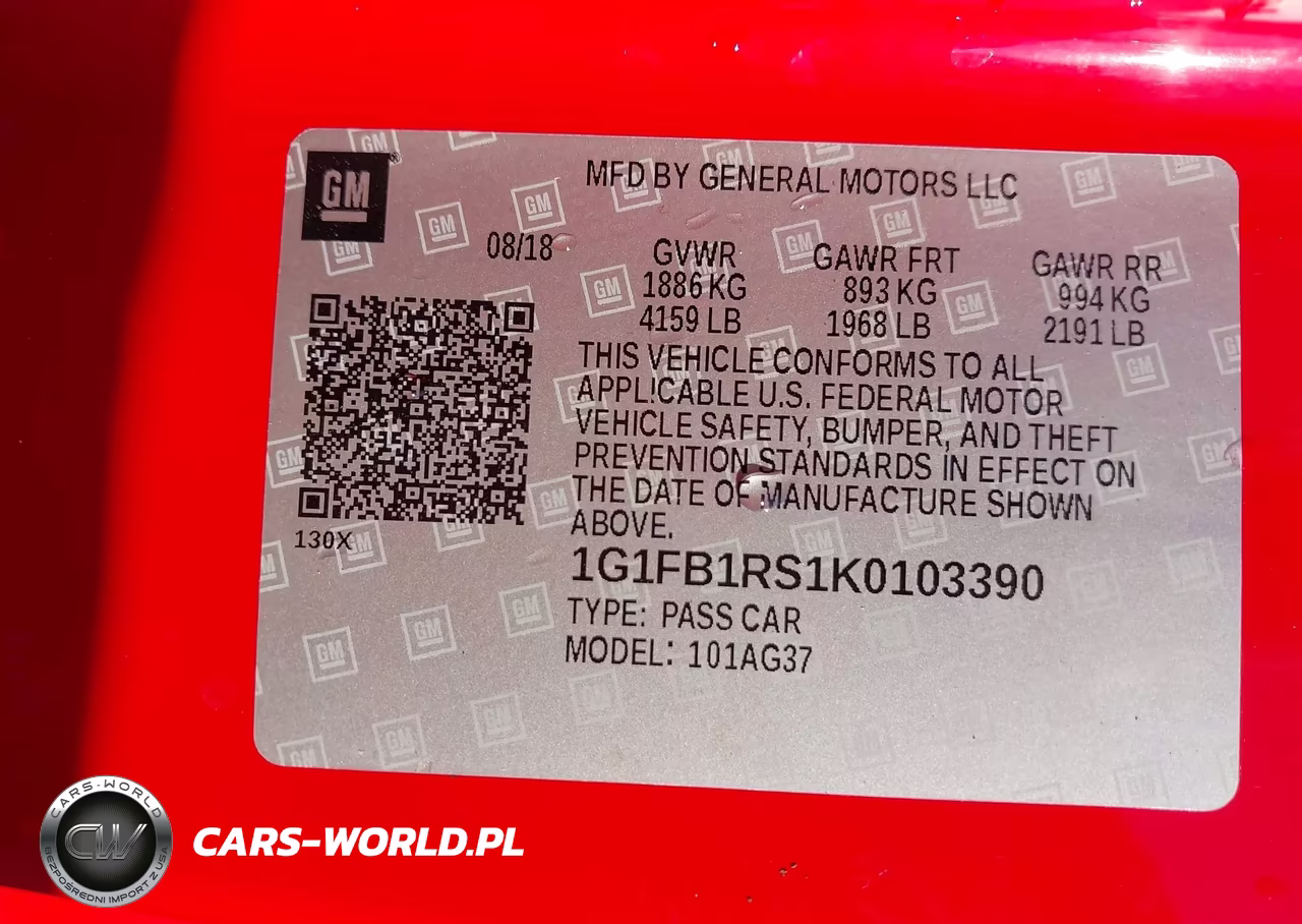 2019 Chevrolet Camaro 1Lt VIN:1G1FB1RS1K0103390 - 9