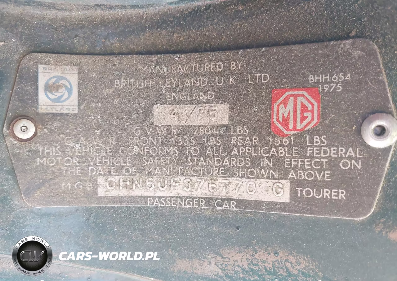 1975 Mg Mgb VIN:GHN5UF376770G - 9