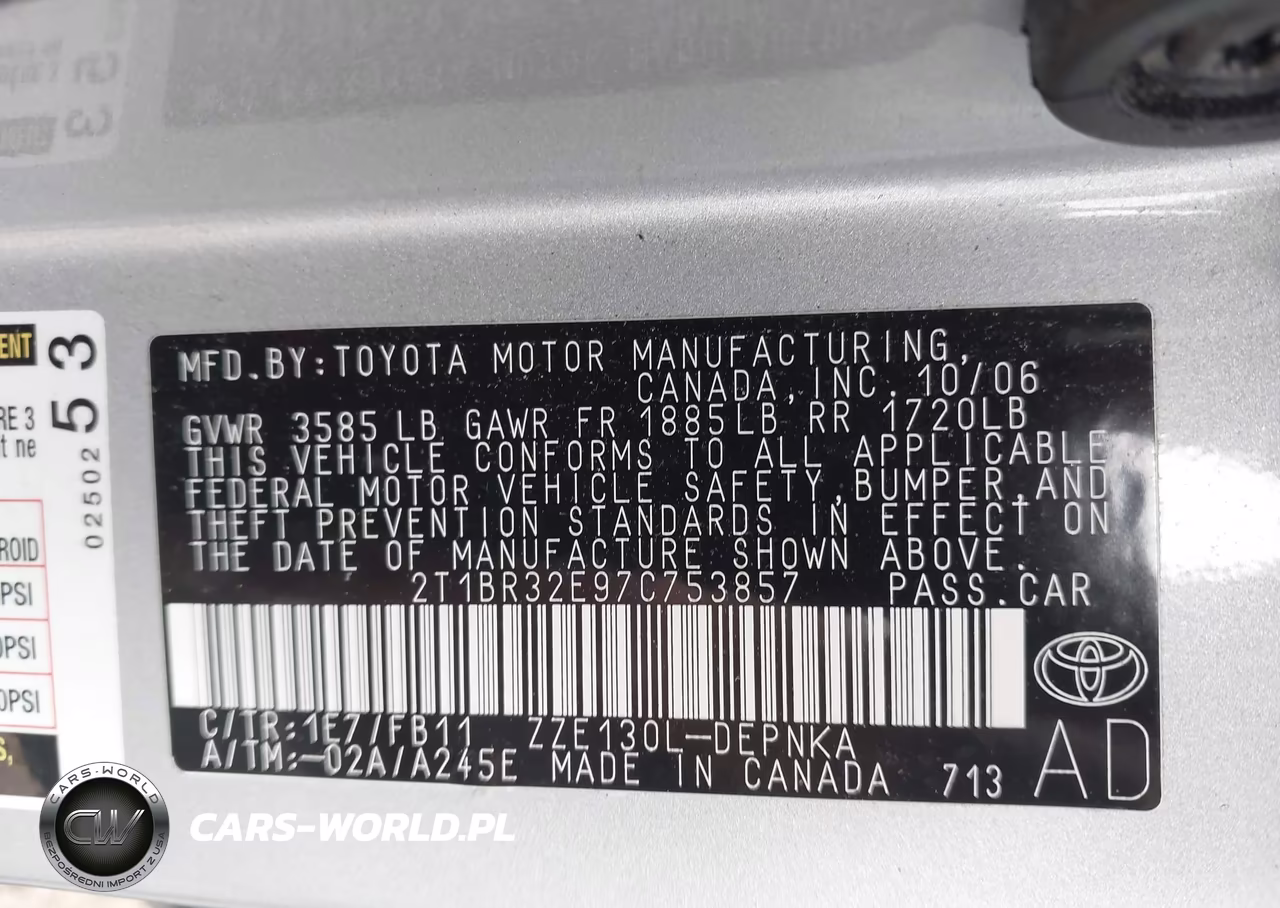 2007 Toyota Corolla Le VIN:2T1BR32E97C753857 - 9