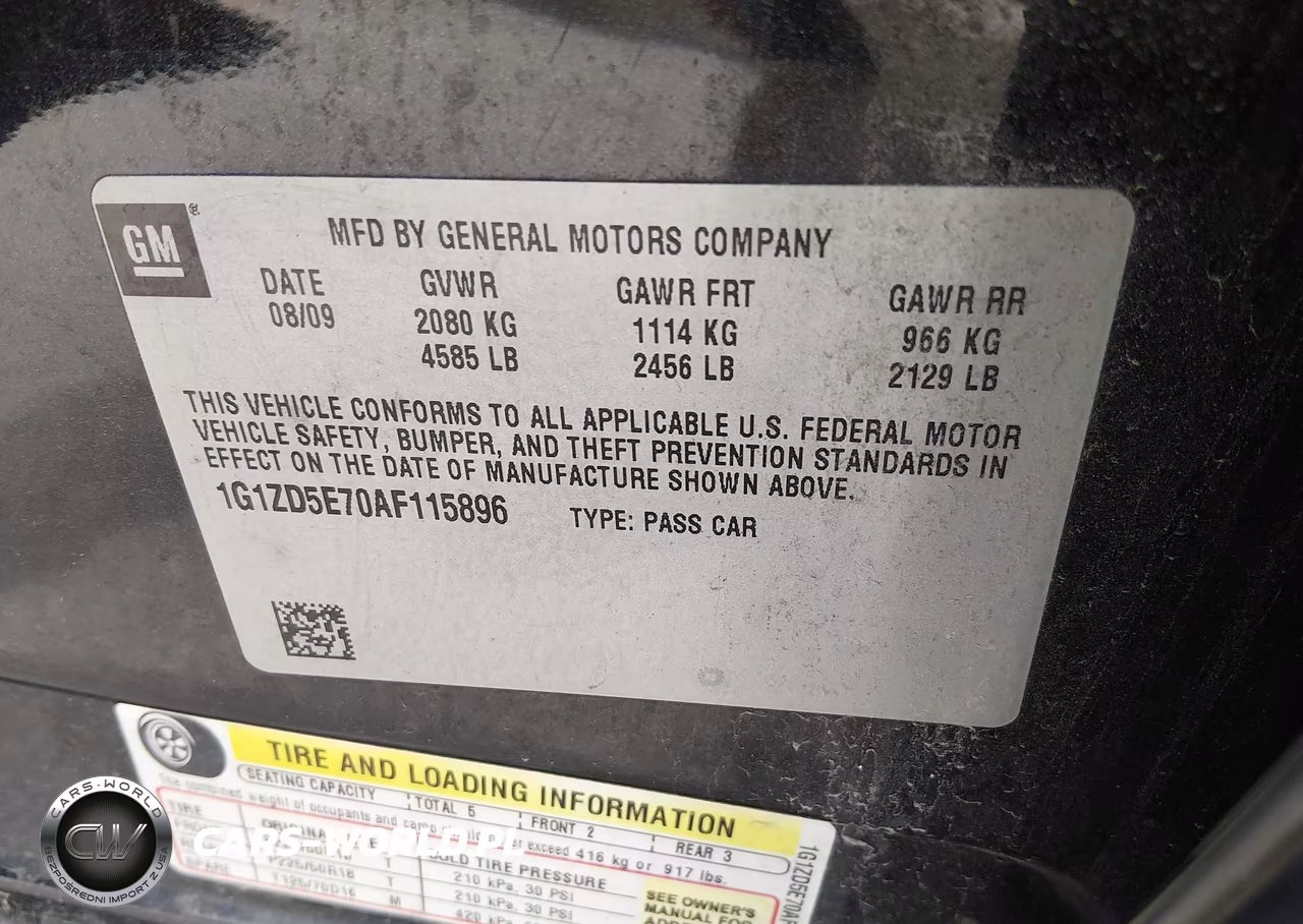 2010 Chevrolet Malibu Lt VIN:1G1ZD5E70AF115896 - 9