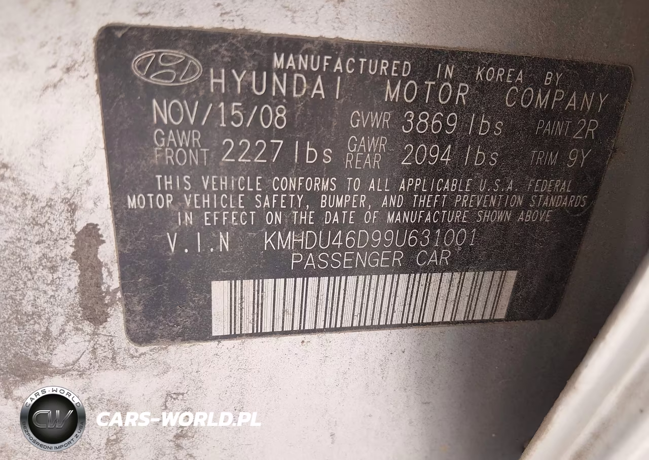 2009 Hyundai Elantra Se VIN:KMHDU46D99U631001 - 9