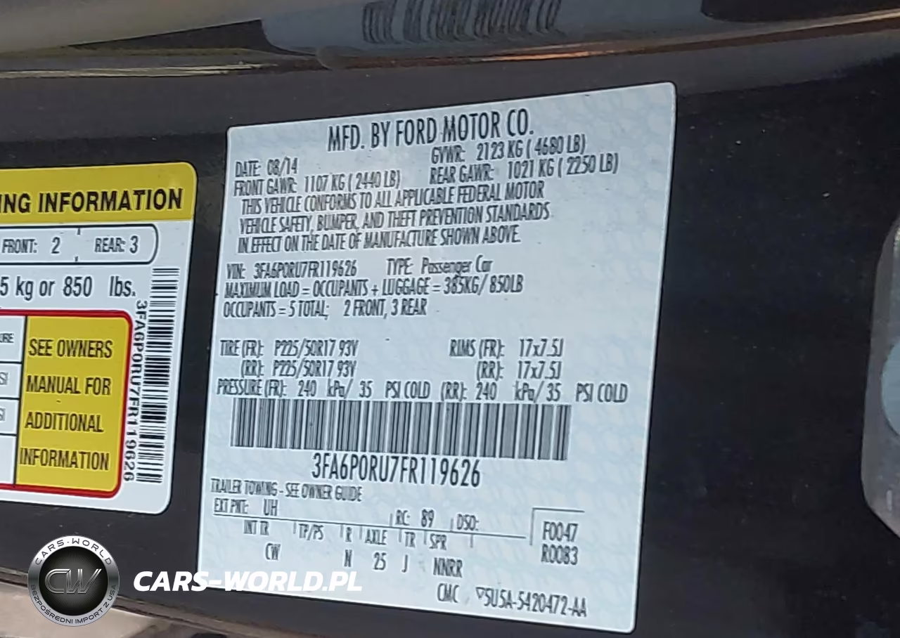 2015 Ford Fusion Hybrid Titanium VIN:3FA6P0RU7FR119626 - 9