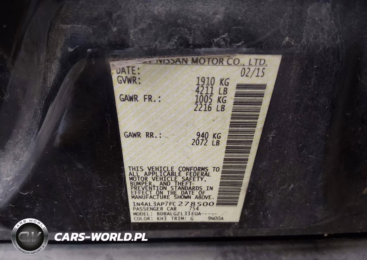 2015 Nissan Altima 2.5-2.5 S-2.5 Sl-2.5 Sv VIN:1N4AL3AP7FC278500 - 9