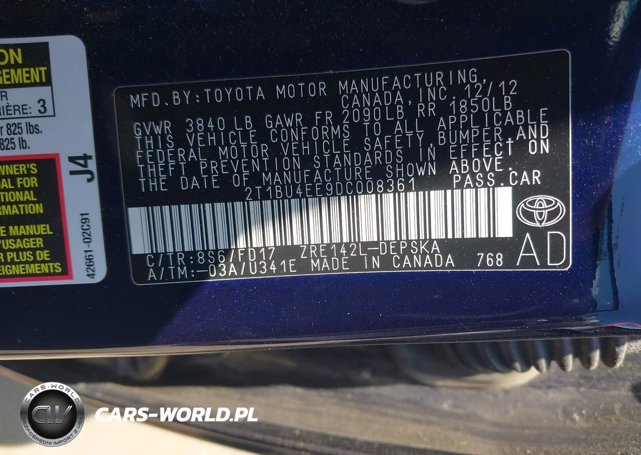 2013 Toyota Corolla S VIN:2T1BU4EE9DC008361 - 9