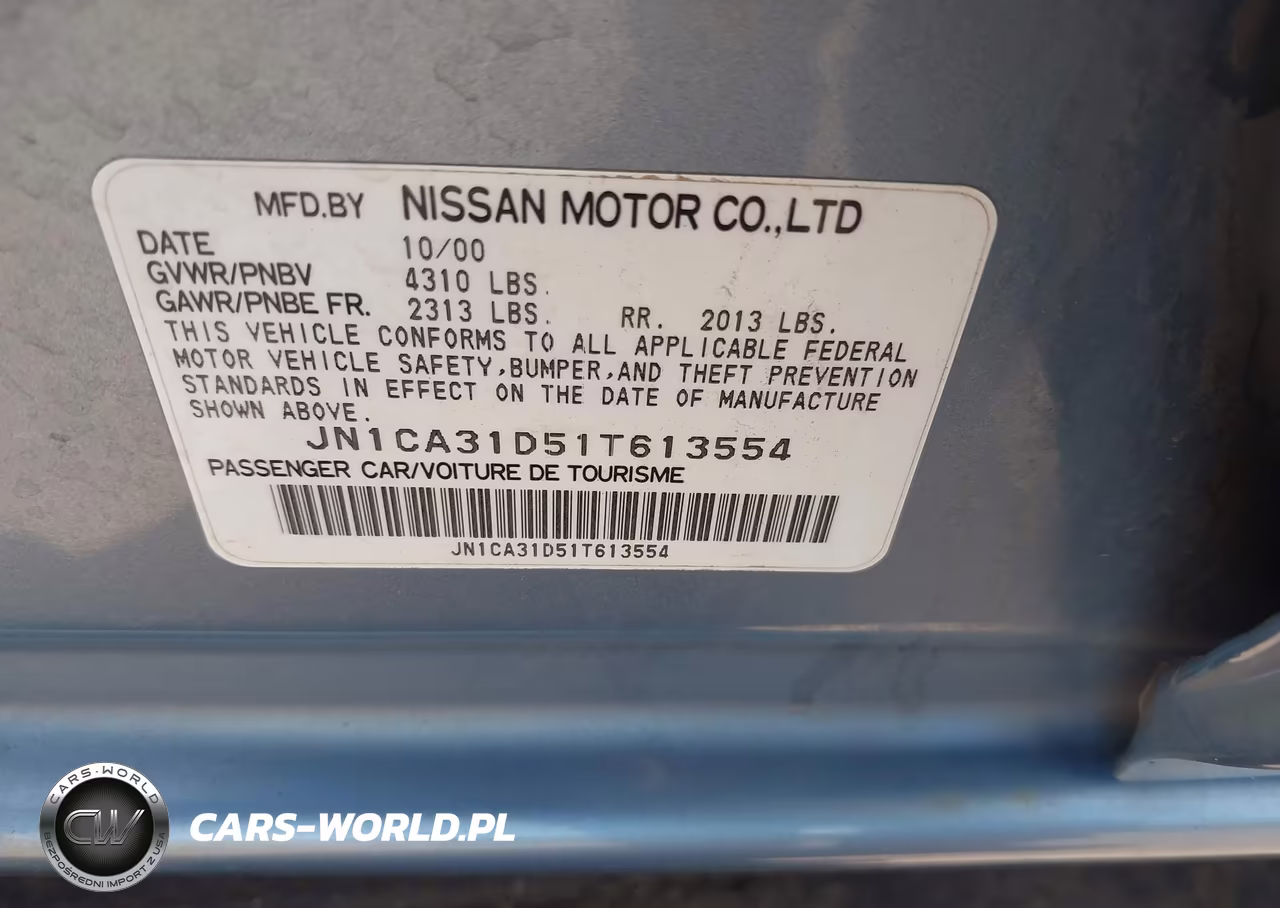 2001 Nissan Maxima Gxe VIN:JN1CA31D51T613554 - 9