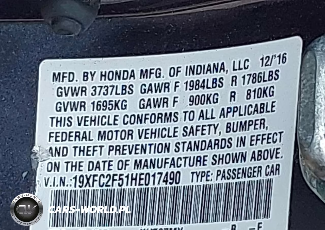 2017 Honda Civic Lx VIN:19XFC2F51HE017490 - 9