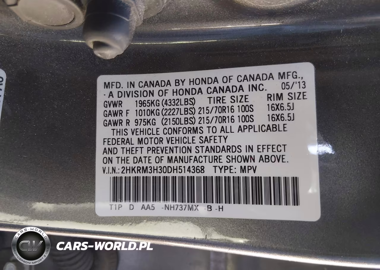 2013 Honda Cr-V Lx VIN:2HKRM3H30DH514368 - 9