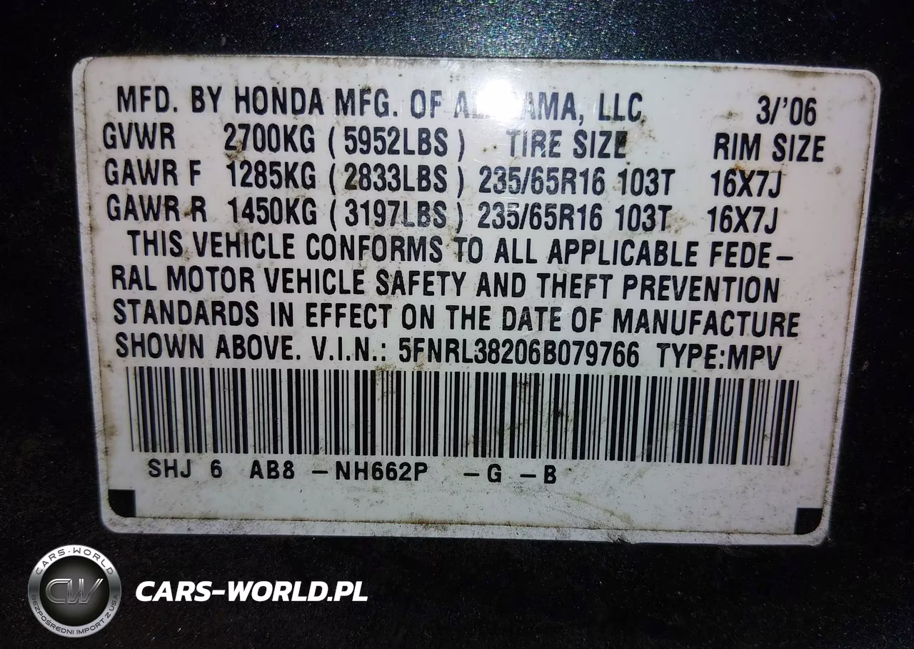 2006 Honda Odyssey Lx VIN:5FNRL38206B079766 - 9