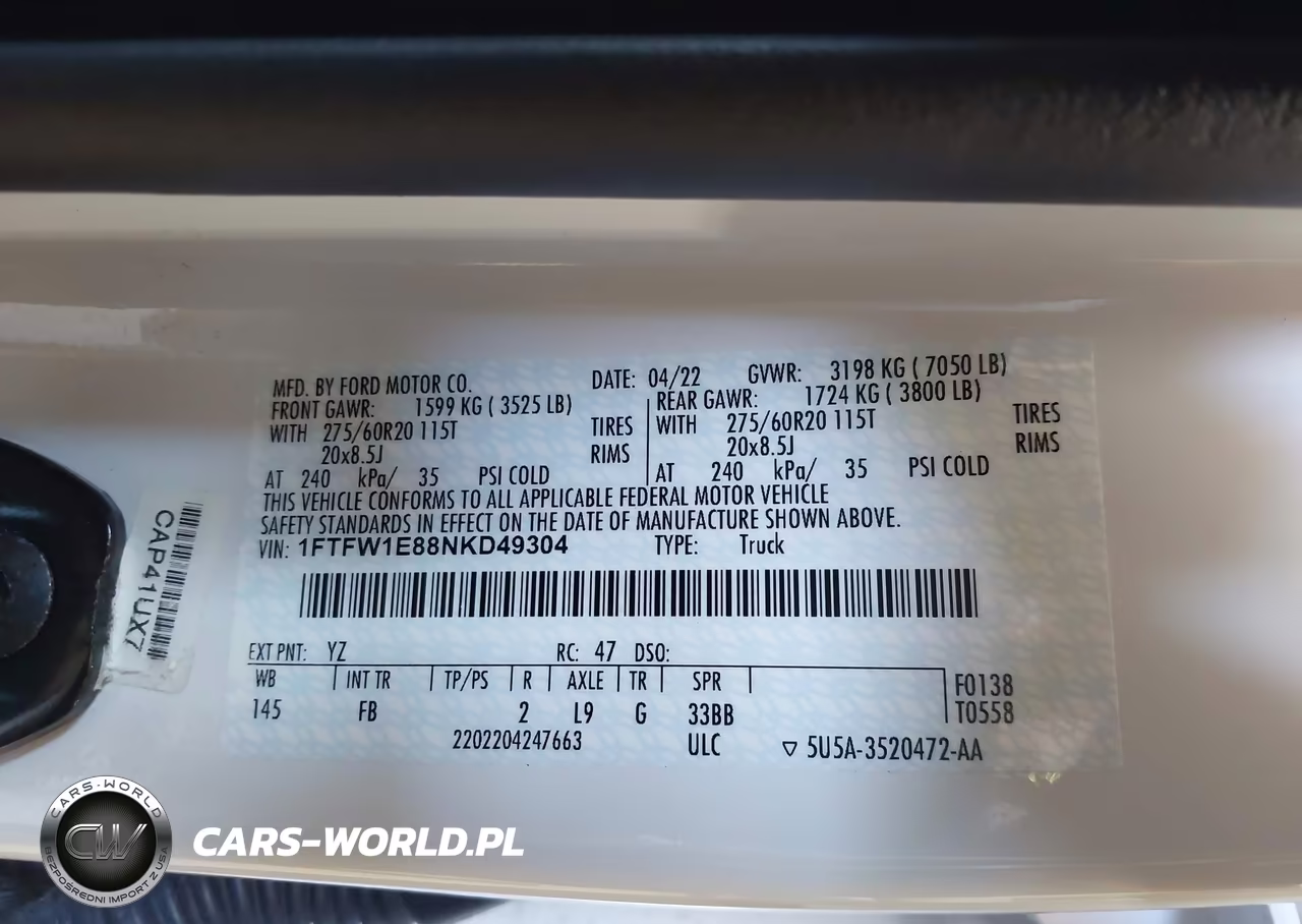 2022 Ford F-150 Xlt VIN:1FTFW1E88NKD49304 - 9