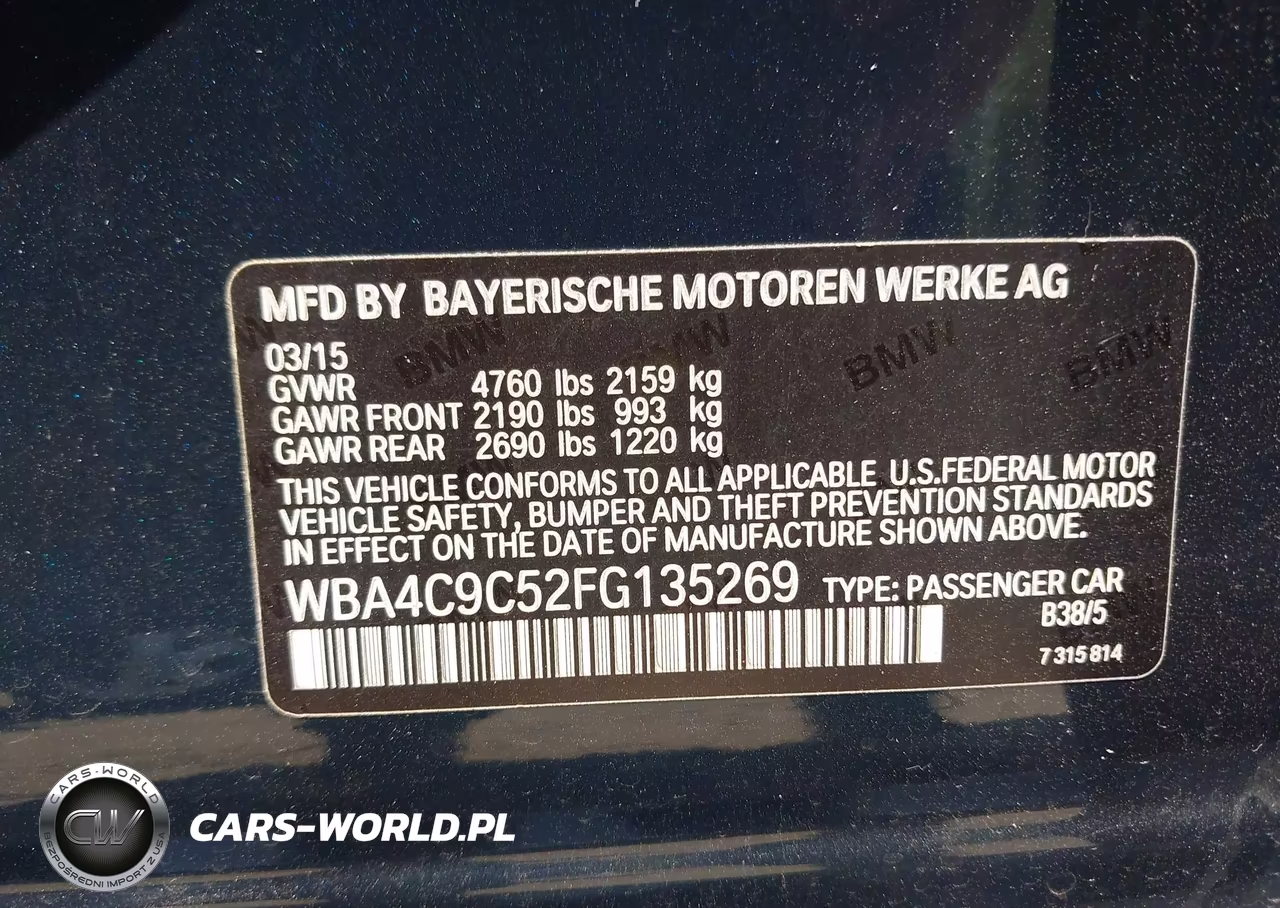 2015 BMW 428 Gran Coupe xDrive VIN:WBA4C9C52FG135269 - 9