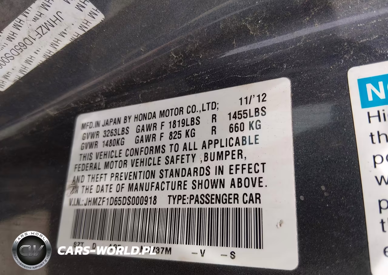 2013 Honda Cr-Z Ex VIN:JHMZF1D65DS000918 - 9