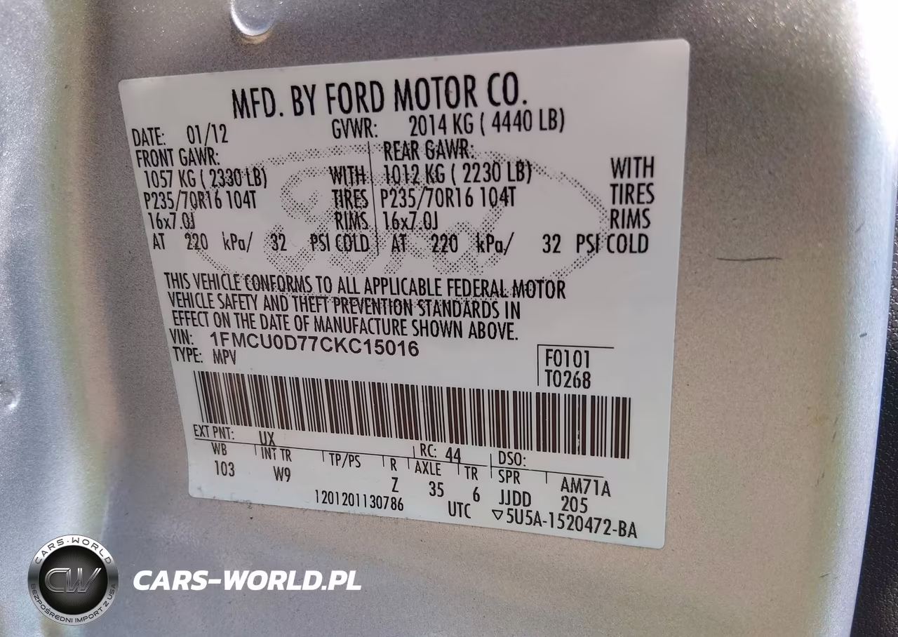 2012 Ford Escape Xlt VIN:1FMCU0D77CKC15016 - 9
