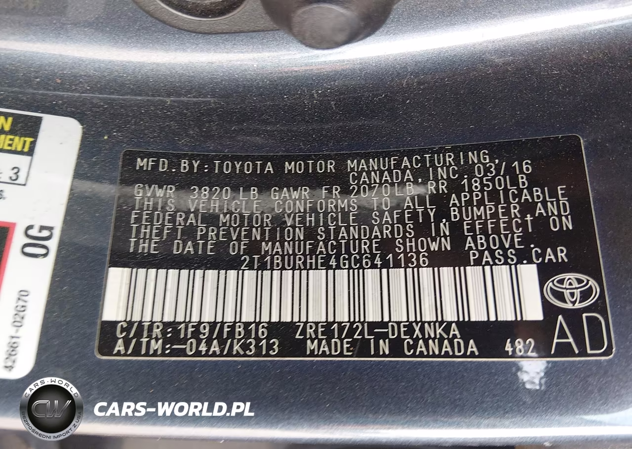 2016 Toyota Corolla Le Plus VIN:2T1BURHE4GC641136 - 9