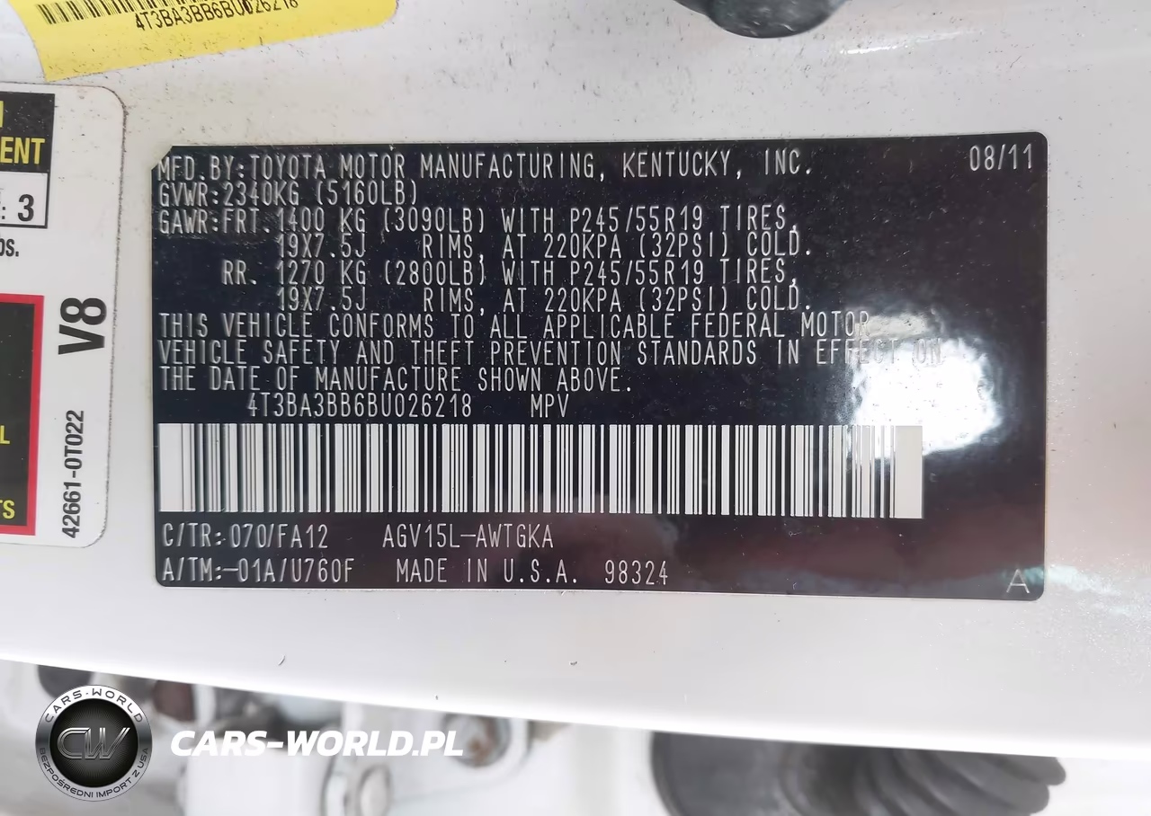 2011 Toyota Venza VIN:4T3BA3BB6BU026218 - 9