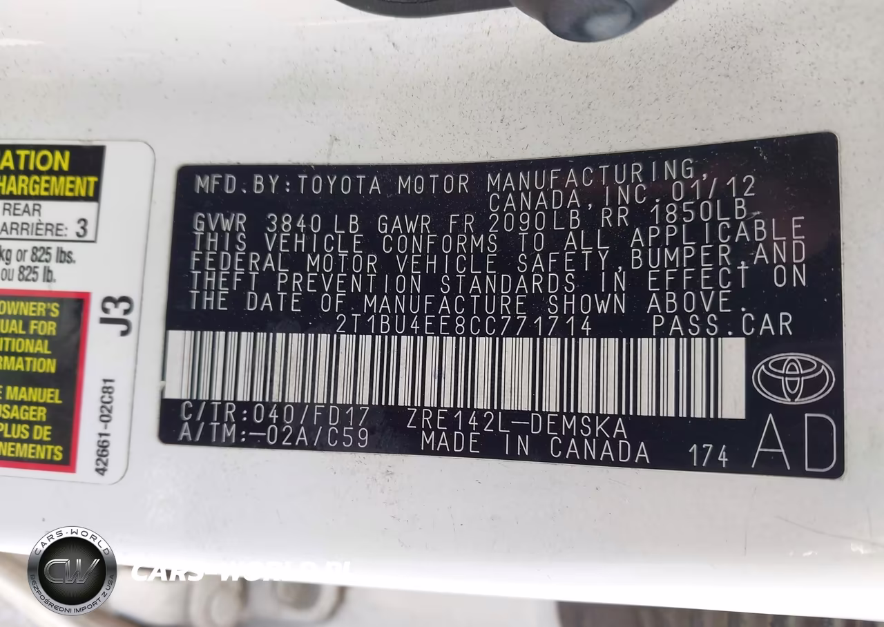 2012 Toyota Corolla S VIN:2T1BU4EE8CC771714 - 9