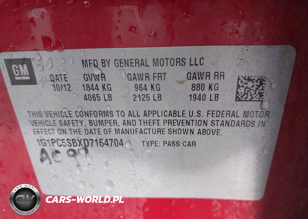 2013 Chevrolet Cruze 1Lt Auto VIN:1G1PC5SBXD7164704 - 9