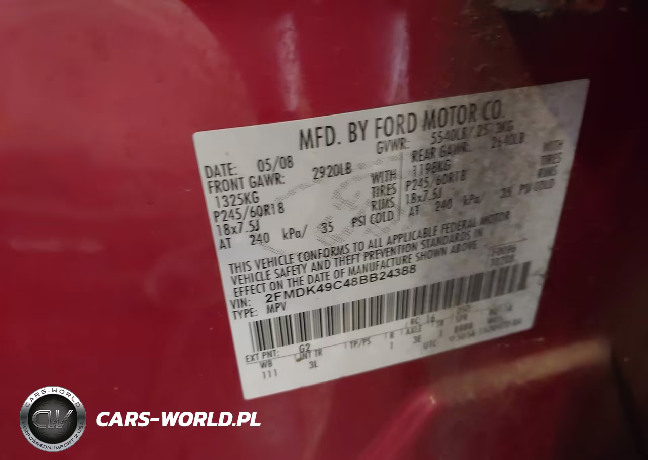 2008 Ford Edge Limited VIN:2FMDK49C48BB24388 - 9