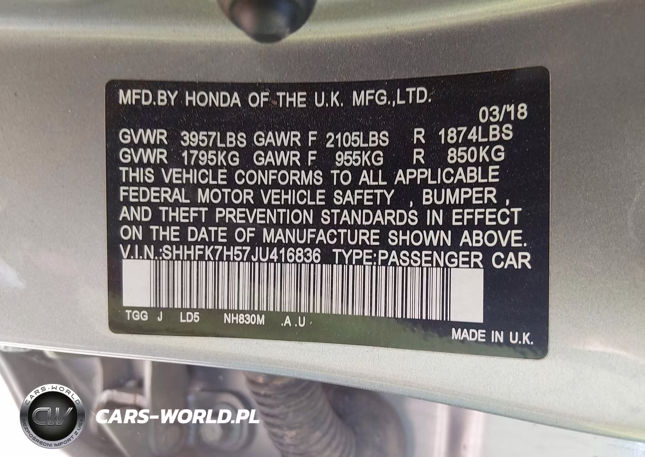 2018 Honda Civic Ex VIN:SHHFK7H57JU416836 - 9