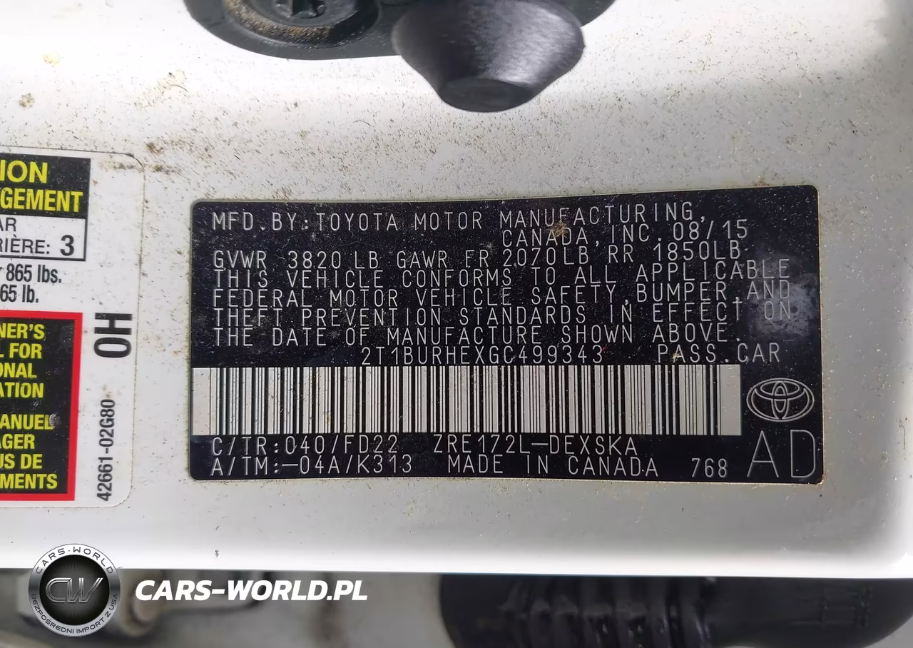 2016 Toyota Corolla S Plus VIN:2T1BURHEXGC499343 - 9