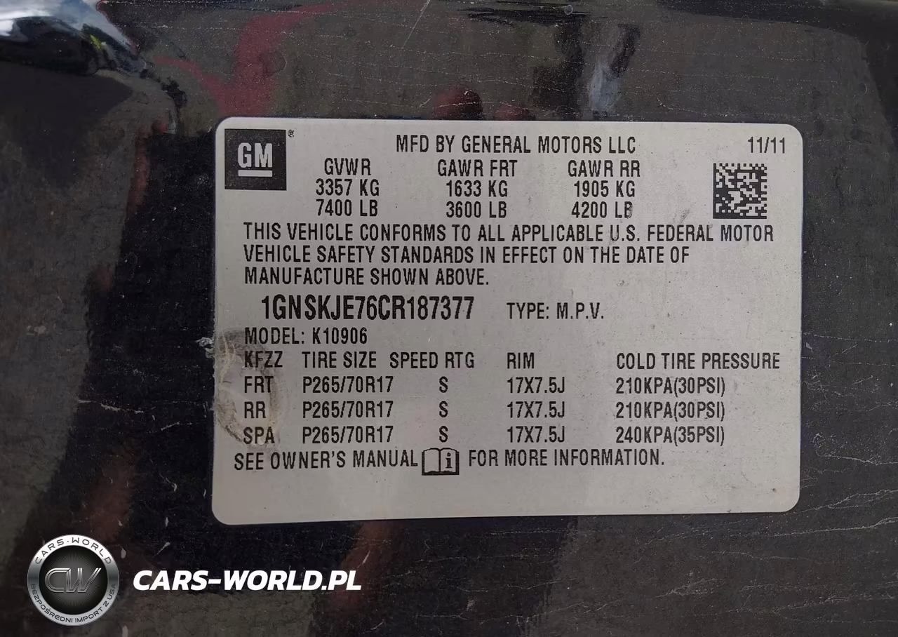 2012 Chevrolet Suburban Lt VIN:1GNSKJE76CR187377 - 9