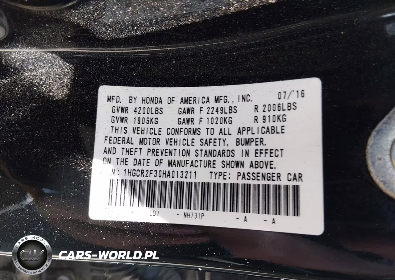 2017 Honda Accord Lx VIN:1HGCR2F30HA013211 - 9