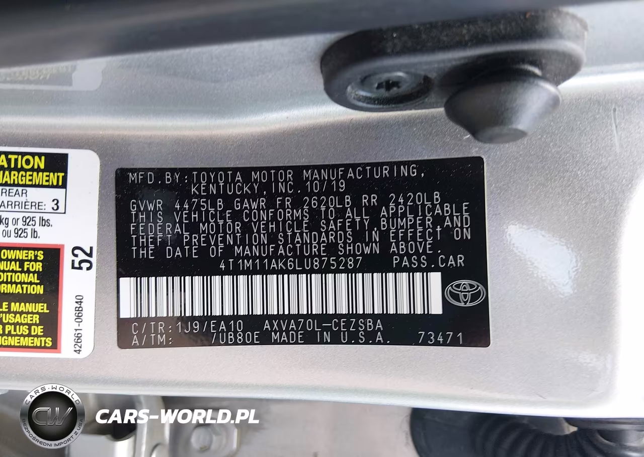 2020 Toyota Camry Se VIN:4T1M11AK6LU875287 - 9