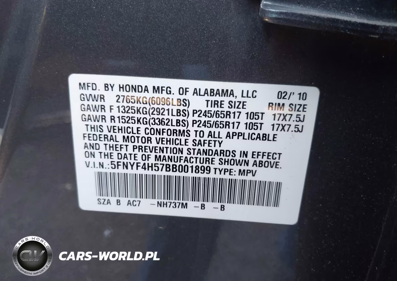 2011 Honda Pilot Ex-L VIN:5FNYF4H57BB001899 - 9