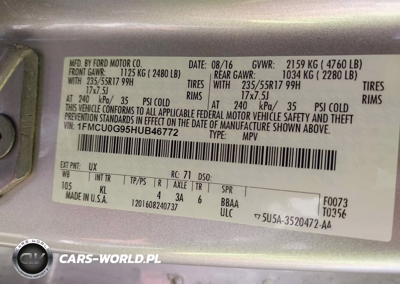 2017 Ford Escape Se VIN:1FMCU0G95HUB46772 - 9