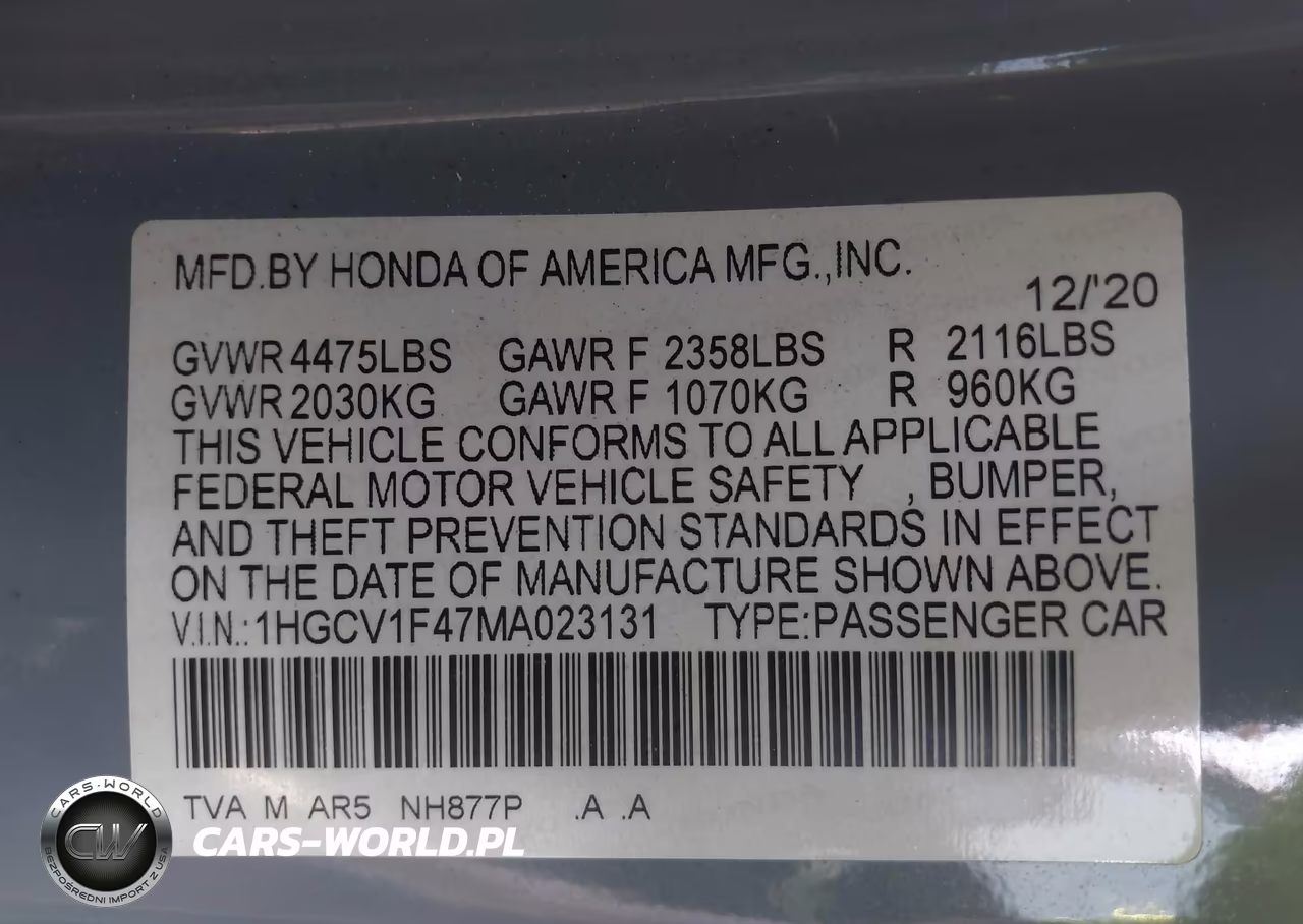 2021 Honda Accord Sport Special Edition VIN:1HGCV1F47MA023131 - 9