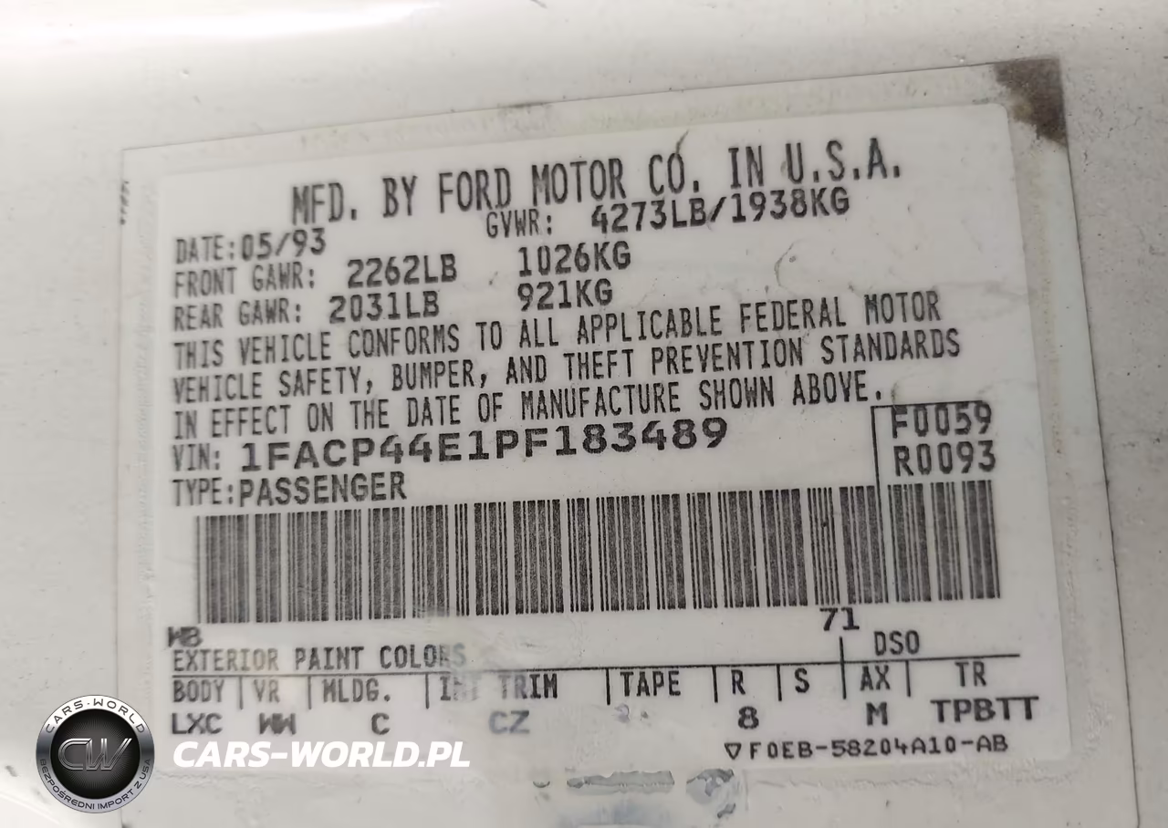 1993 Ford Mustang Lx VIN:1FACP44E1PF183489 - 9