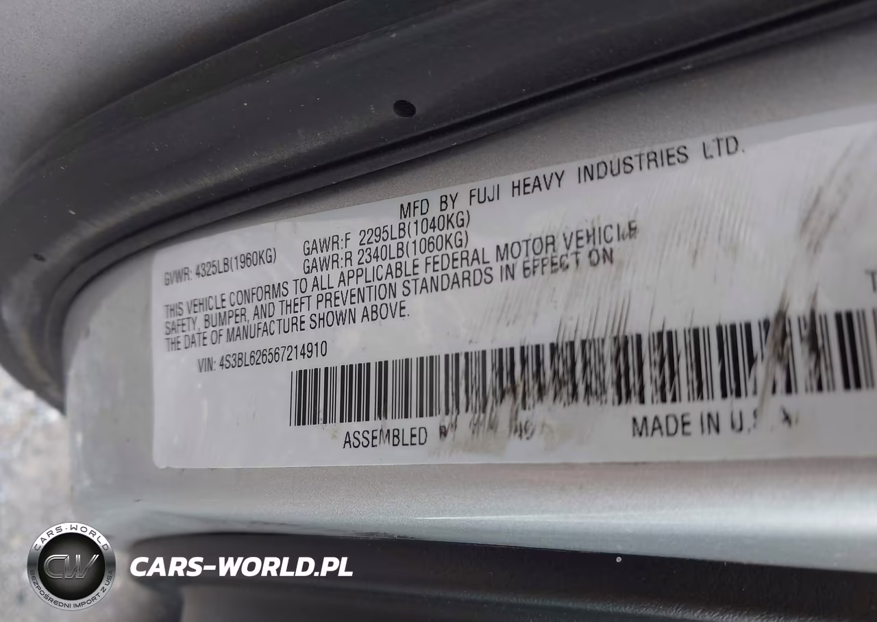 2006 Subaru Legacy 2.5I VIN:4S3BL626567214910 - 9
