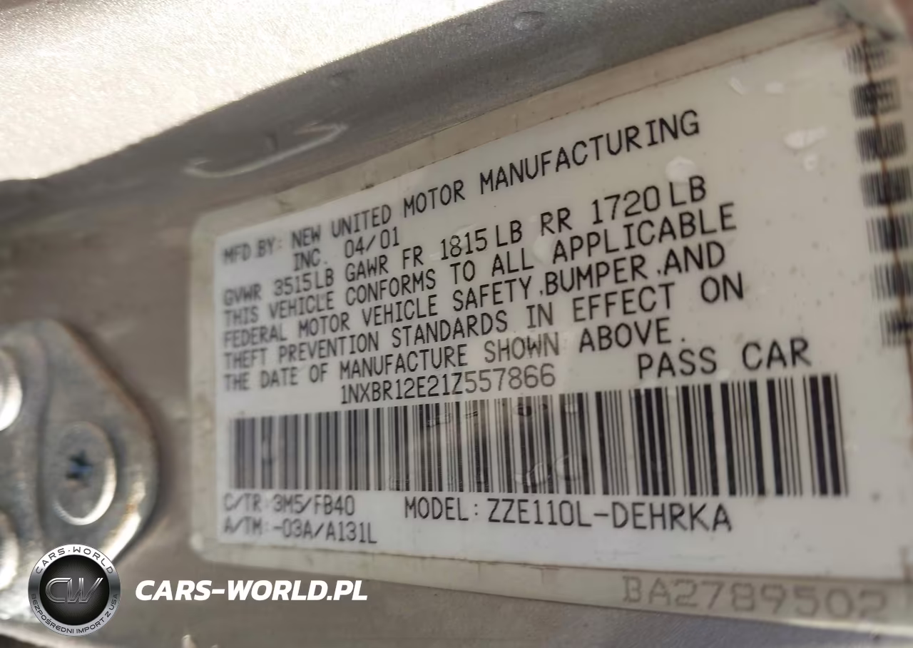 2001 Toyota Corolla Ce VIN:1NXBR12E21Z557866 - 9