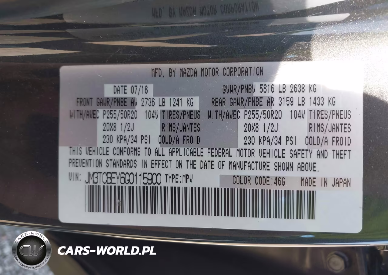 2016 Mazda Cx-9 Signature VIN:JM3TCBEY6G0115900 - 9