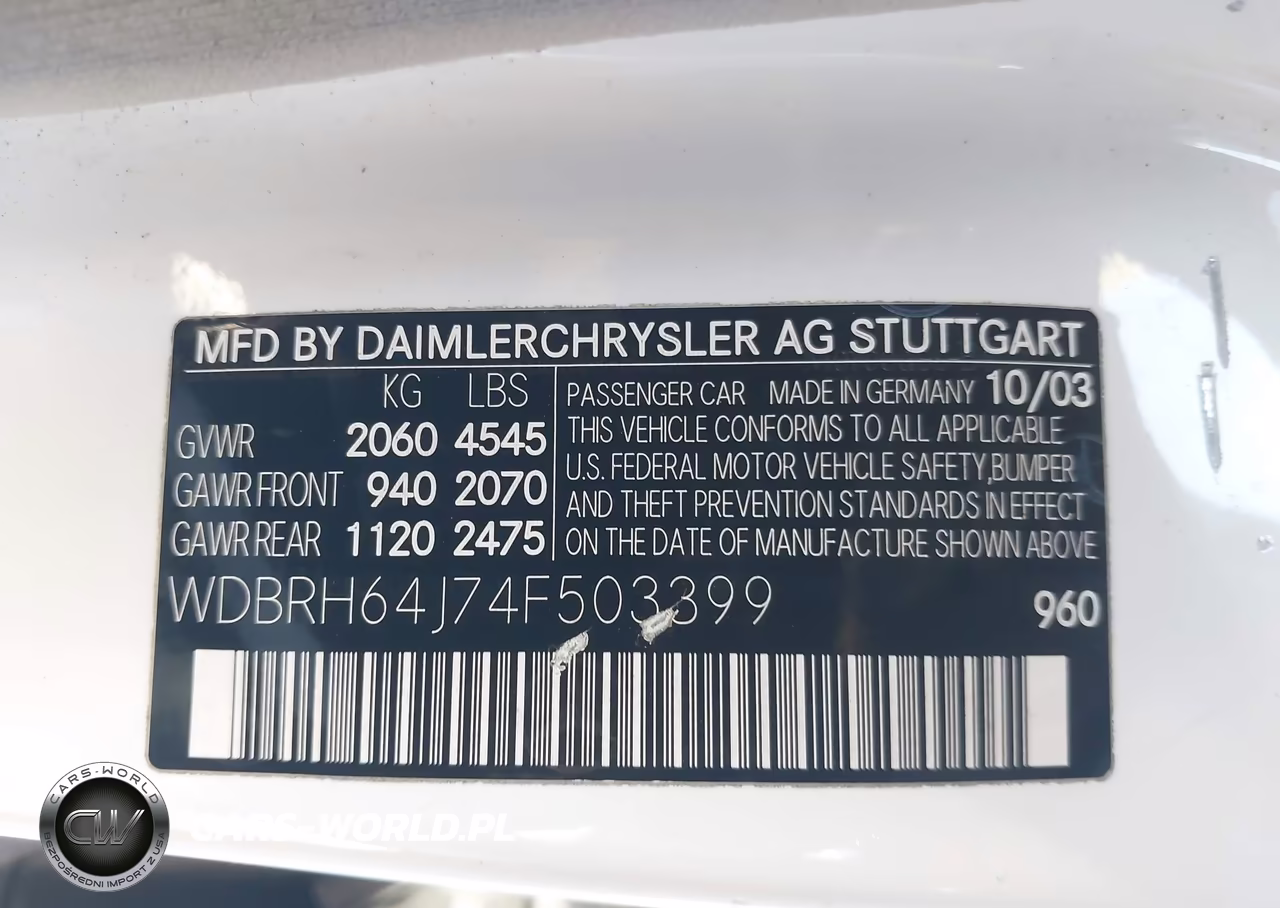 2004 Mercedes-Benz C 320 VIN:WDBRH64J74F503399 - 9