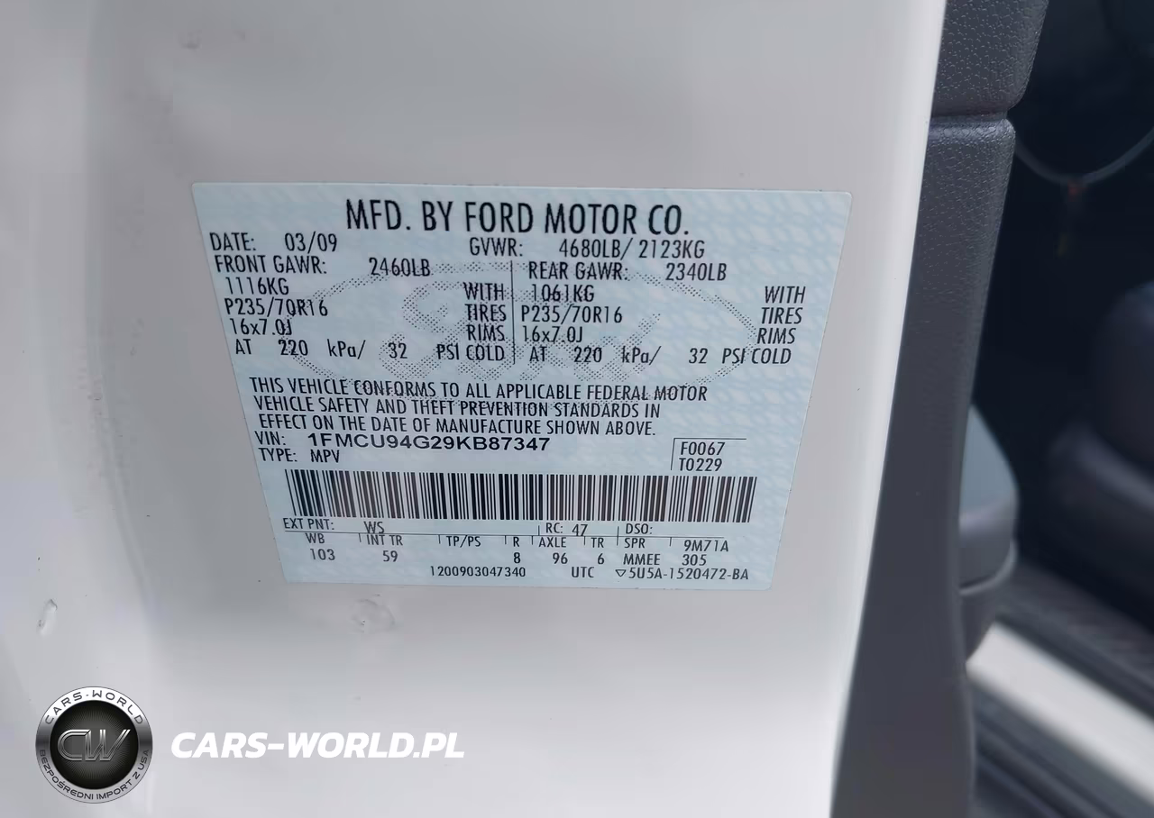 2009 Ford Escape Limited VIN:1FMCU94G29KB87347 - 9