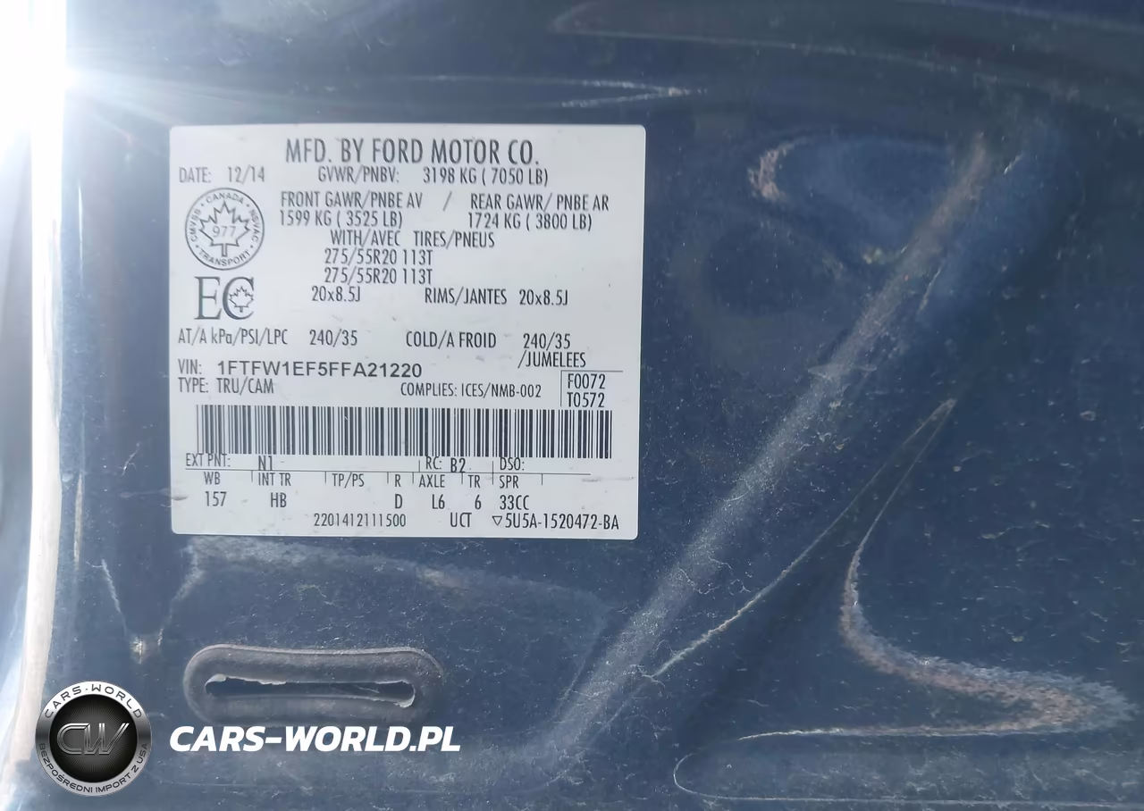 2015 Ford F-150 Lariat VIN:1FTFW1EF5FFA21220 - 9