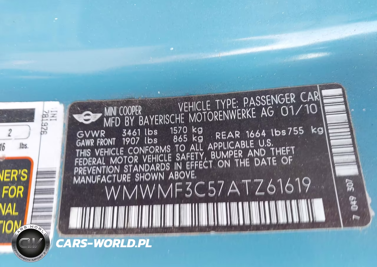 2010 Mini Cooper VIN:WMWMF3C57ATZ61619 - 9