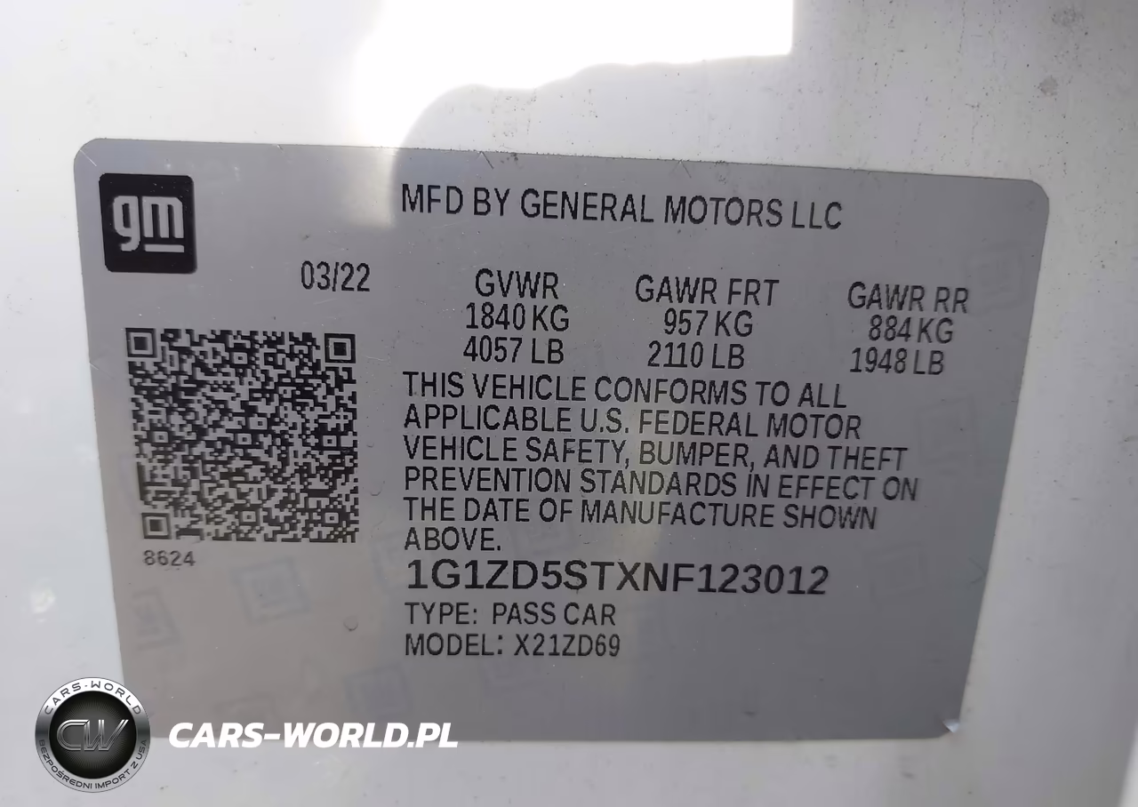 2022 Chevrolet Malibu Fwd Lt VIN:1G1ZD5STXNF123012 - 9