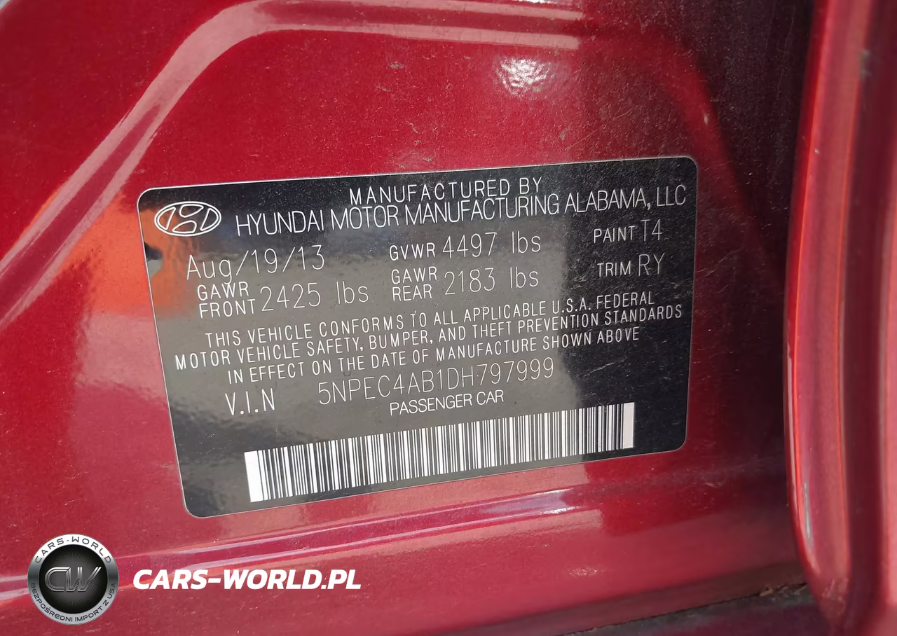 2013 Hyundai Sonata Se 2.0T VIN:5NPEC4AB1DH797999 - 9