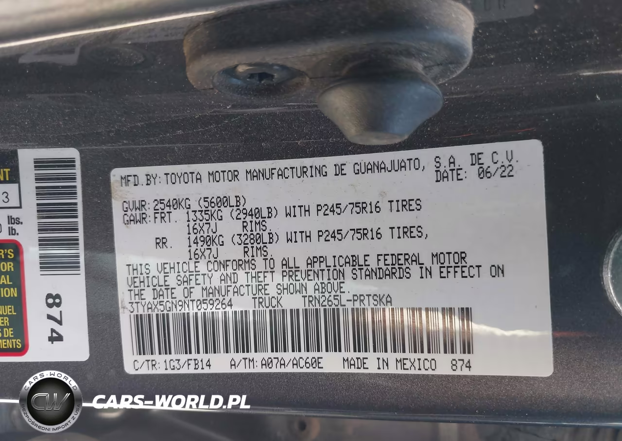 2022 Toyota Tacoma Sr VIN:3TYAX5GN9NT059264 - 9