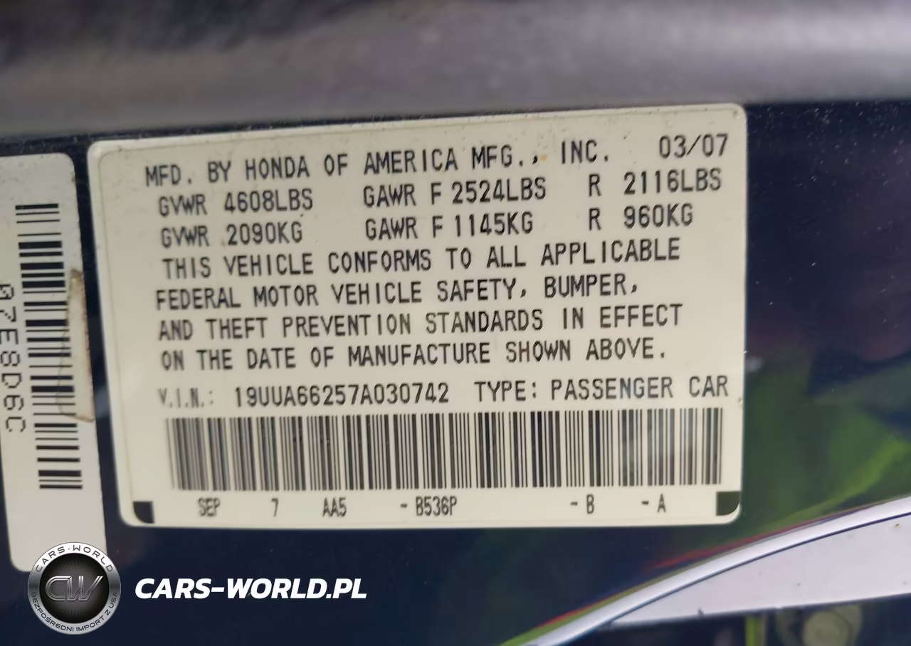 2007 Acura Tl 3.2 VIN:19UUA66257A030742 - 9