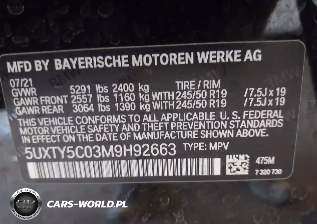 2021 BMW X3 xDrive30I VIN:5UXTY5C03M9H92663 - 9